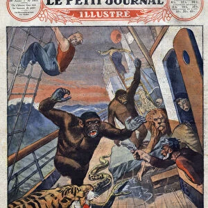 Drama about the French liner "Saint Etienne": gorillas, tiger, lion and snake destined for English zoological gardens escaped from their cage and attacked the crew members. "Engraving