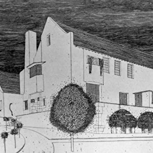 Drawing of Hill House, Helensburgh by Charles Rennie Mackintosh