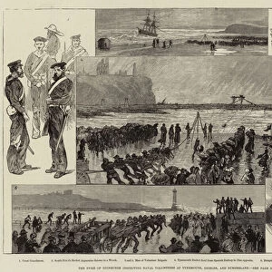 The Duke of Edinburgh inspecting Naval Volunteers at Tynemouth, Shields, and Sunderland (engraving)