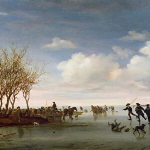 Dutch landscape with Skaters (oil on panel)