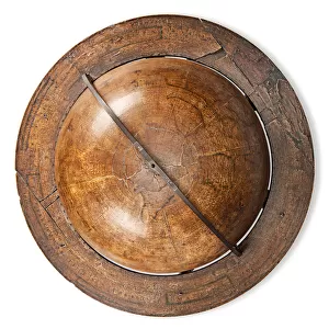 Early English terrestrial globe, c. 1673 (engraving, brass, walnut & oak)