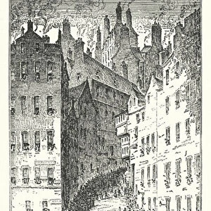 East End of the Grassmarket, showing the West Bow, the Gallows, and Old Corn Market (engraving)
