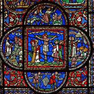 Detail from the east window of the Trinity Chapel depicting the Crucifixion