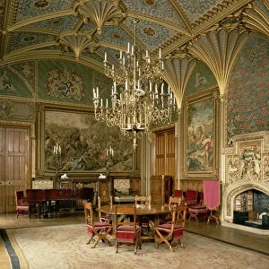 Eastnor Castle, Herefordshire: the drawing room, with furniture designed by Pugin, c. 1840