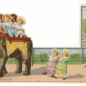 Elephant Rides in the Park (chromolitho)