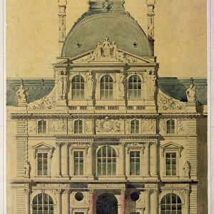 Elevation of the Pavillon de l Horloge, Palais du Louvre (pen & ink on paper)