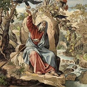 Elijah fed by the ravens (chromolitho)