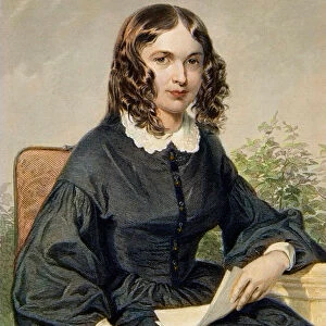 Elizabeth Barrett Browning (1806-1861) - English Poet - engraving - Elizabeth Barrett