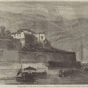 Embarkation of the Body of the Czarewitch at Villafranca, for Conveyance to Russia (engraving)