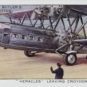 Empire Air Routes: The "Heracles" leaving Croydon (colour litho)