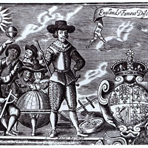 Englands Famous Discoverers (engraving) (b / w photo)