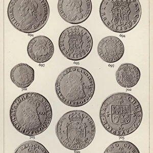 English Coins, Cromwell, Charles II (b / w photo)