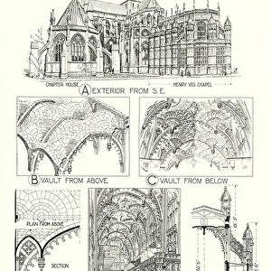 English Mediaeval Architecture; Westminster Abbey, Henry VIIs Chapel (litho)