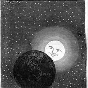 Engraving (by Emile Bayard) of Jules Vernes book "Around the Moon"