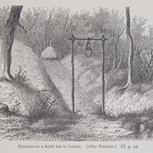 Entrance to a fetish hut in Lunda, from The History of Mankind, Vol. 1, by Prof