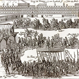 Entry of Prince Charles I into Madrid, 1623 (engraving) (b / w photo)