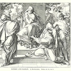 Esther and Haman, Esther, ch vii, ver 8 (engraving)