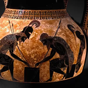 Etruscan Art: Attic amphora with black figures depicting Achilles and Ajax
