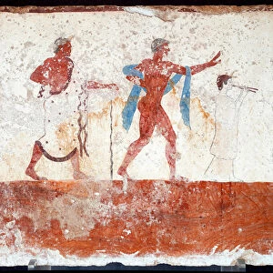 Etruscan art: a young ephebe, a musician and a master of ceremonies