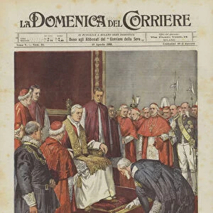 The Exaltation Of The New Pontiff, The Marshal Of The Prince Chigi Conclave Admitted For The First To Kiss The Foot (colour litho)