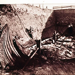 Excavation of the Oseberg Viking longship 9th century discovered in Norway
