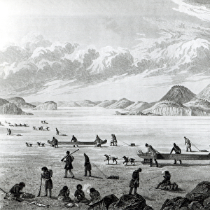 Expedition passing through Point Lata on the Ice, engraved by Edward Francis Finden