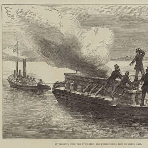 Experiments with the Pyroleter, for extinguishing Fire on Board Ship (engraving)