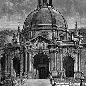 Exterior view of the shrine of the Jesuite Ignatius of Loyola in Spain, 1868