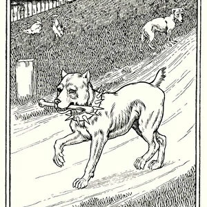 Fables of La Fontaine: The dog whose ears were cropped (litho)
