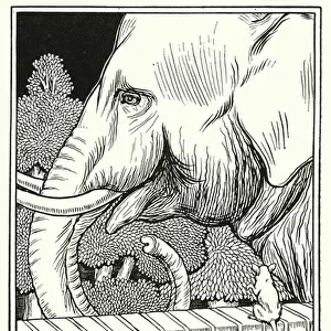 Fables of La Fontaine: The rat and the elephant (litho)