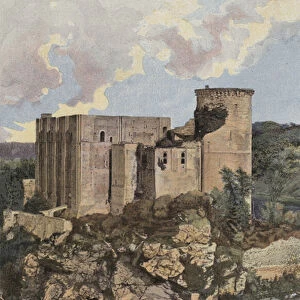 Falaise, Le Chateau, Vue prise du mont Mirat (colour photo)