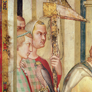 Detail of a falconer from the life of St. Martin, c. 1326 (fresco)