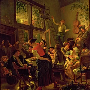 Family Meal (oil on canvas)