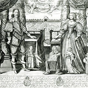 Family Portrait of Charles I (engraving) (b / w photo)