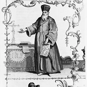 Father Matteo Ricci (1552-1610) (engraving) (b / w photo)
