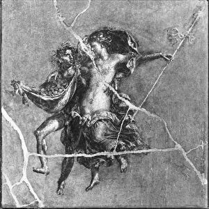 Faun and Bacchante, from Pompeii (fresco) (b / w photo)