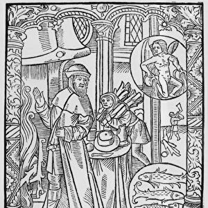 February, interior scene, Aquarius, illustration from the Almanach des Bergers