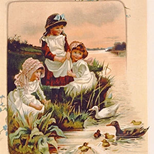Feeding Ducks, illustration from Where Lilies Live, 1889 (colour litho)