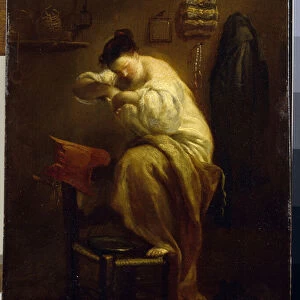 Femme a la recherche de puces. (Woman Looking for Fleas). Peinture de Giuseppe Maria Crespi (1665-1747), huile sur toile, vers 1710. Art italien (Bologne), 18e siecle. State Hermitage, Saint Petersbourg