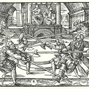 Fencing scene (engraving)