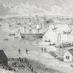 The ferry, New York, c. 1750 (litho)