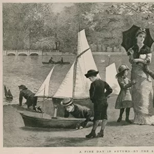 A fine day in autumn by the Serpentine, Hyde Park, London (engraving)