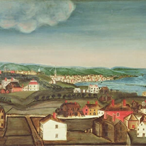 Fireboard depicting a view of Beverly, 1800-20 (oil on panel)