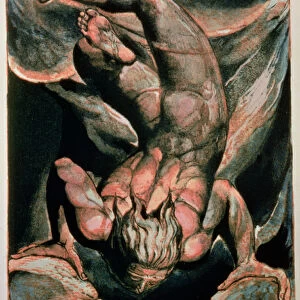 The First Book of Urizen; Man floating upside down, 1794 (colour-printed relief etching)