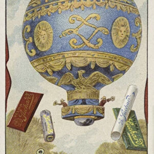 First manned balloon flight, November 1783 (chromolitho)