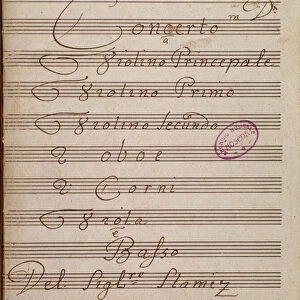 First page of musical score of Concerto in D major by Karl Philipp Stamitz