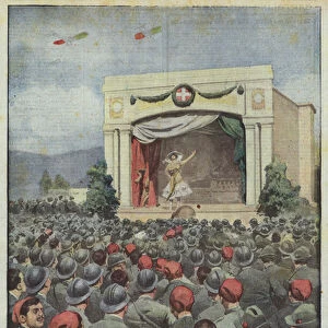 The first performance of the Teatro al Campo (colour litho)