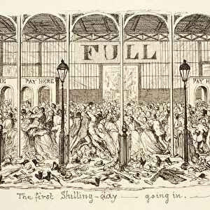 The first Shilling-day - Going in, pub. 1851 (engraving)