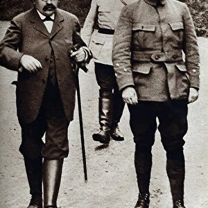 First World War (1914-1918): Etienne Alexandre Millerand, French politician (1859-1943), Minister of War 1912-1915 with General Philippe Petain in 1915 on the front