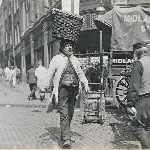 Fish Porters at Billingsgate Market, 1893 (b / w photo)